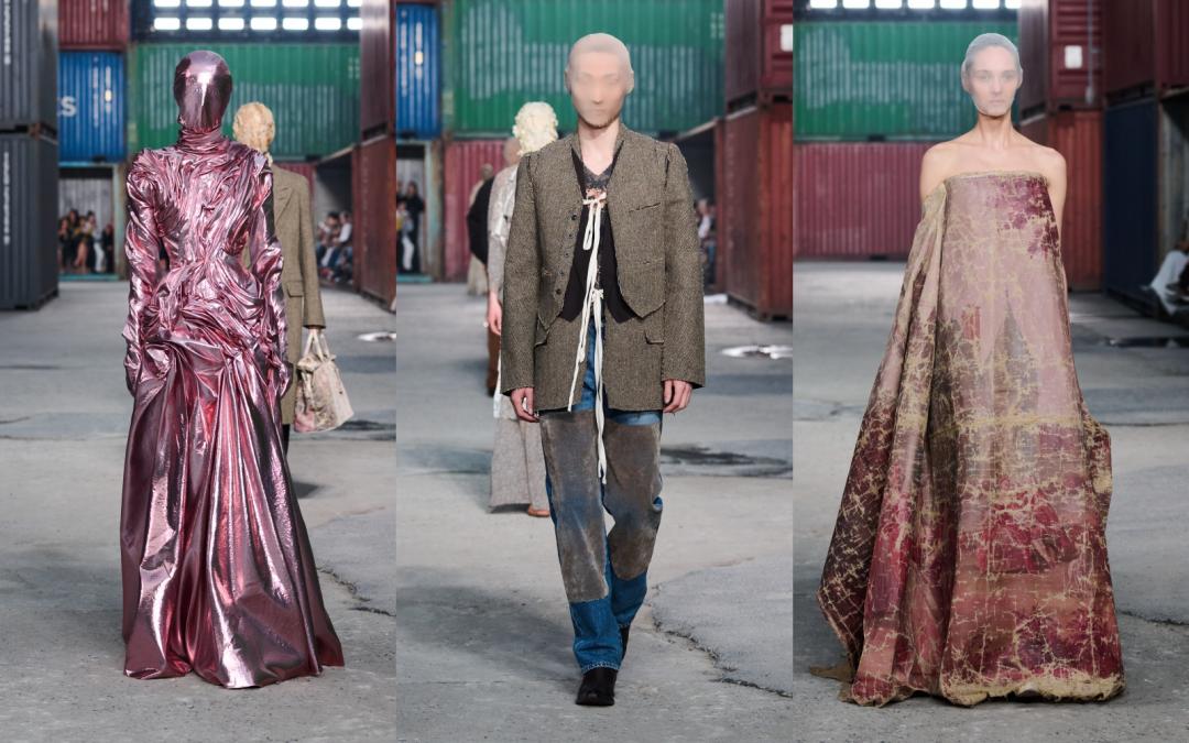 材質的重組與拼貼，使過去與當代在面料上重生，呼應對時間性的探索。