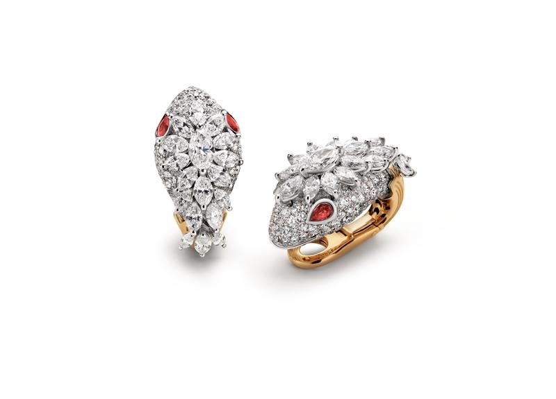 BVLGARI Serpenti頂級紅寶石與鑽石耳環。（BVLGARI提供）