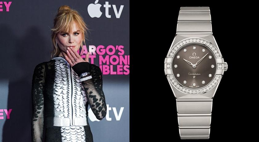 妮可基嫚佩戴OMEGA星座系列鑲鑽腕錶。（路透、OMEGA提供）