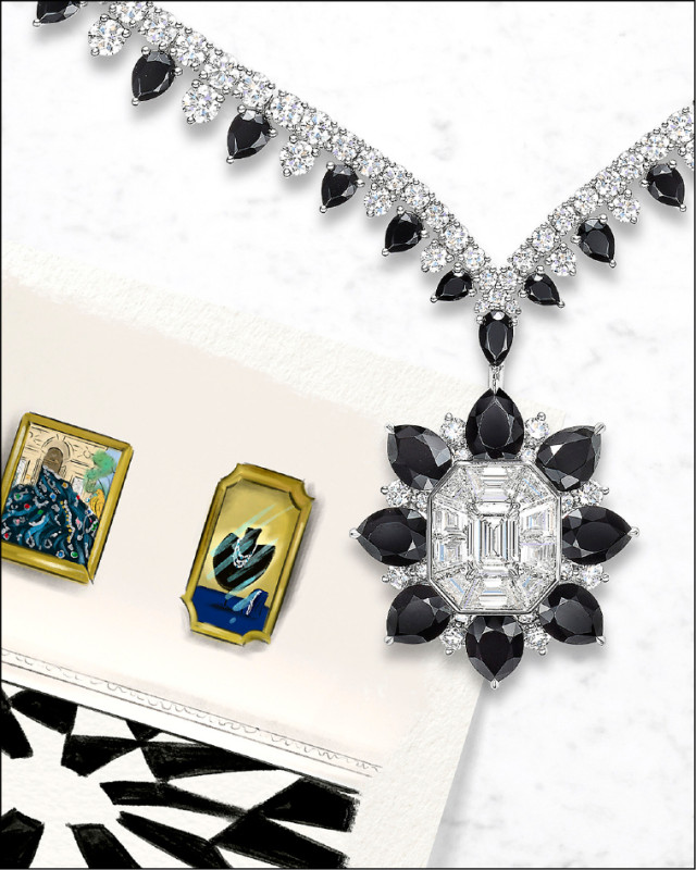 海瑞溫斯頓New York 718 Marble Marquetry系列全新推出尖晶石鑽石款，擬真還原紐約旗艦店大理石地板的配色。