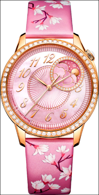 Vacheron Constantin Égérie月相Spring Blossom腕錶，搭載1088 L自動上鍊機芯，18K 5N粉紅金錶殼，錶徑37mm，全球限量100只，價格店洽。