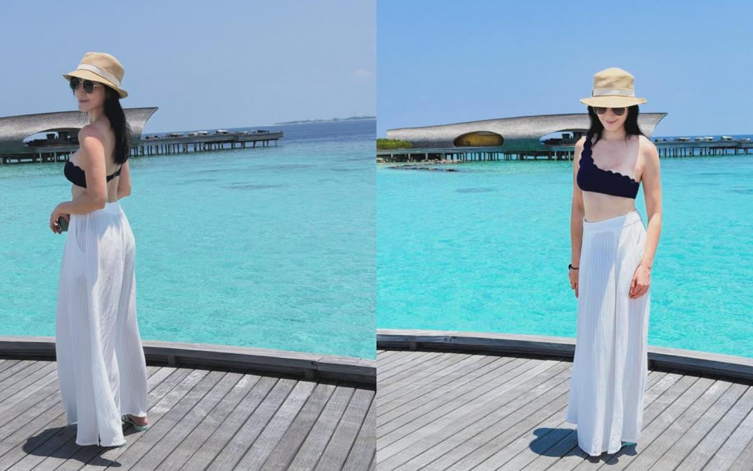 林熙蕾不只臉蛋凍齡，火辣身材也沒變，穿比基尼也能自信露出纖腰曲線。