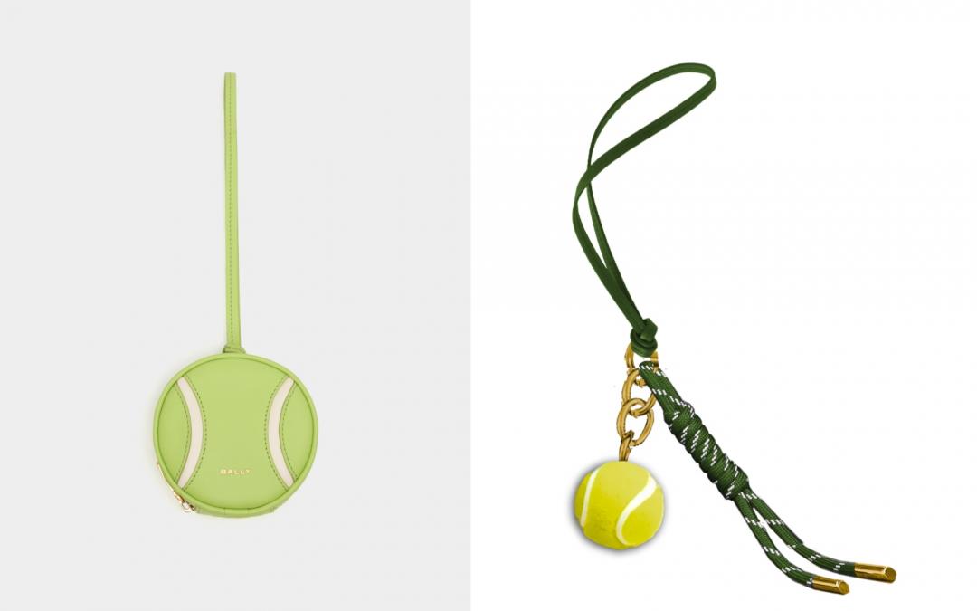 （左起）TENNIS網球零錢包（NT$16,800）、TENNIS網球吊飾（NT$5,500）。