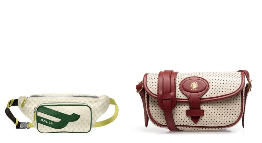 （左起）TENNIS B WING腰包（NT$32,800）、TENNIS BECKETT小斜背包（NT$33,800）。