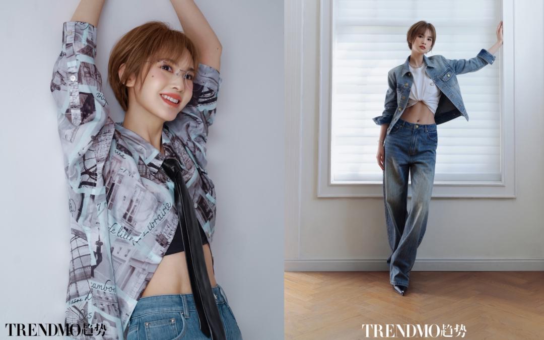 楊丞琳以KARL LAGERFEL印花襯衫搭配領帶呈現率性態度，另一套Ed Hardy成套丹寧則中空露出水蛇腰。