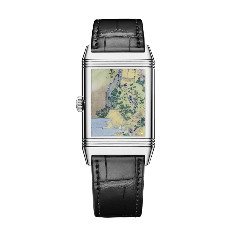 Reverso One「Hibiscus Rosa」翻轉系列朱槿花腕錶，搭載手動上鍊機械機芯，18K玫瑰金錶殼，雪花鑲嵌鑽石與大明火琺瑯工藝，時間顯示，限量20只。（Jaeger-LeCoultre提供）