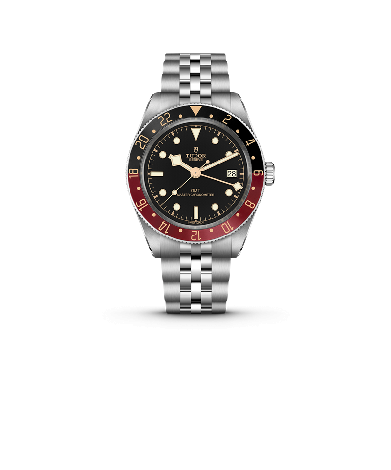 Black Bay 58 GMT自動上鍊腕錶，搭載MT5450-U自動上鍊機芯，316L不鏽鋼，黑紅雙色24小時刻度雙向旋轉外圈，時間與GMT顯示，錶徑39mm，防水深度200米，約169,500元。（Tudor提供）