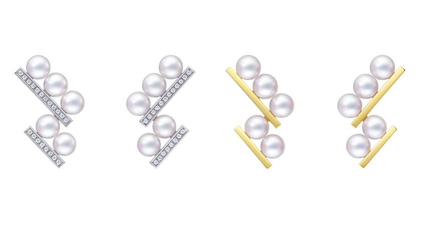 TASAKI balance step neo 18K白金阿古屋珍珠鑽石耳環338,000元；balance step neo 18K黃金阿古屋珍珠耳環193,000元。