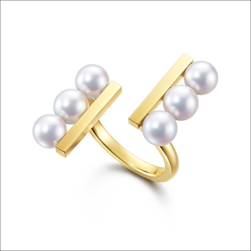 TASAKI balance parallel neo系列18K黃金阿古屋珍珠戒指，163,000元。
