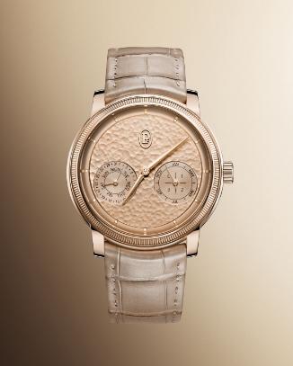 Toric Quantième Perpétuel Anniversaire萬年曆腕錶，搭載PF733手動上鍊機芯，18K玫瑰金錶殼，時間顯示、萬年曆功能，錶徑40.6mm，防水深度30米。（Parmigiani Fleurier提供）