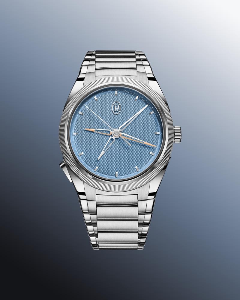 PARMIGIANI FLEURIER Tonda PF Chronographe Mystérieux神祕計時腕錶，搭載PF053自動上鍊機芯，950鉑金錶殼與一體式鍊帶，時間顯示、隱形計時功能，錶徑40mm，防水深度60米。（Parmigiani Fleurier提供）