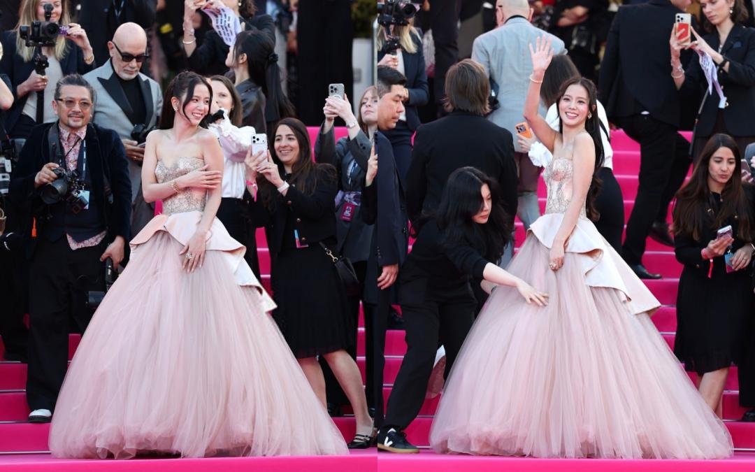 Jisoo著南韓設計師Miss Sohee的2026春夏高訂系列禮服踏上紅毯。