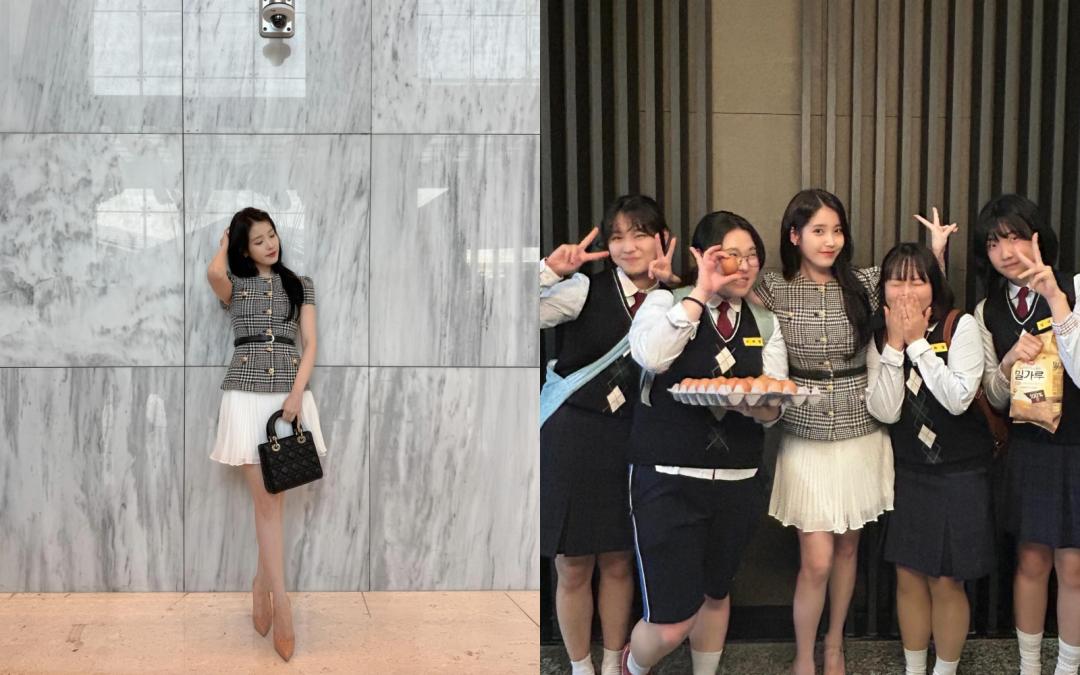 IU以self-portrait裙裝搭配Dior包款，全身總價超過20萬元。