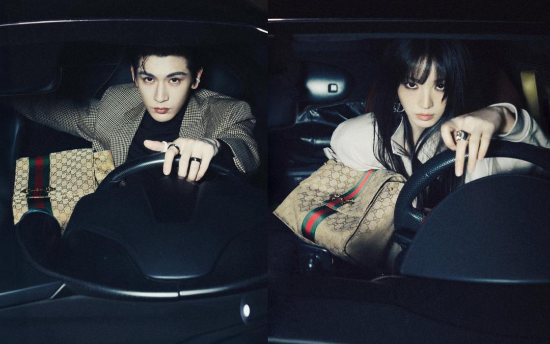 兩人登上名車，以銳利眼神緊抓方向盤，展現颯氣風範。