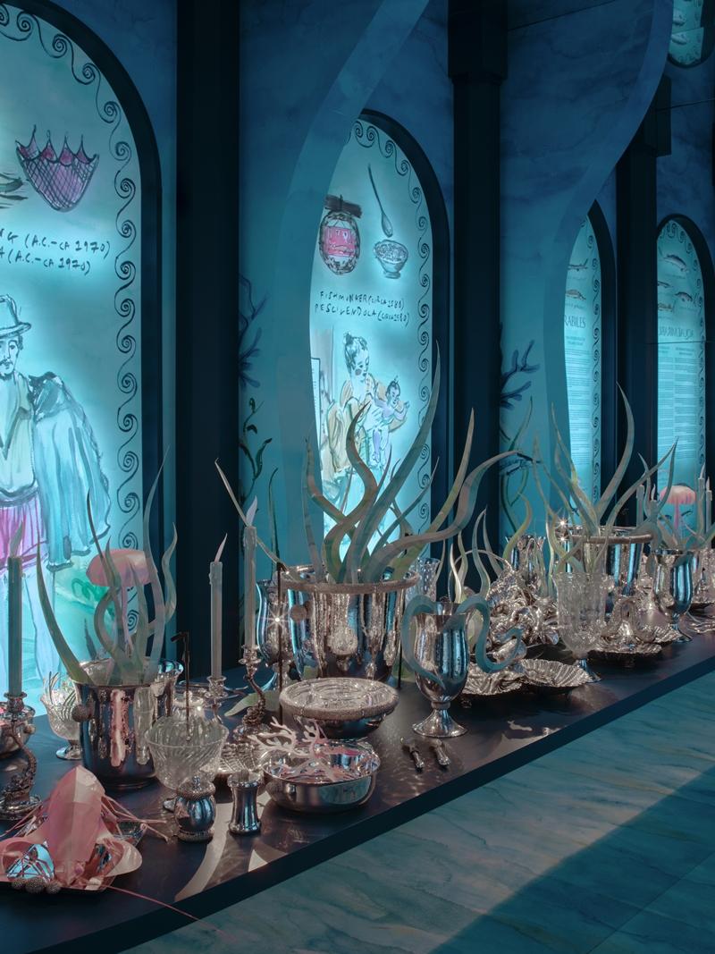 Buccellati集結Caviar系列銀器與玻璃器皿，展現品牌將餐桌藝術轉化為生活場景的設計語言。（Buccellati提供）