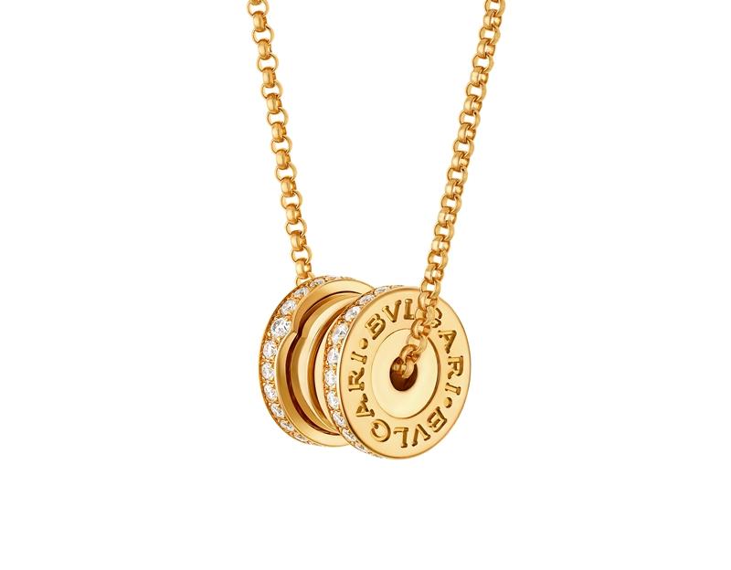 B.zero 1黃K金鑲鑽項鍊。（BVLGARI提供）