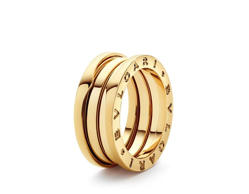 B.zero 1黃K金三環戒指。（BVLGARI提供）