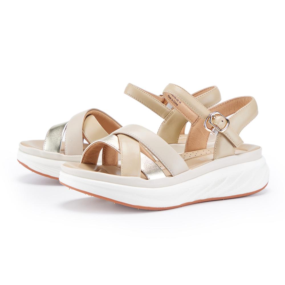 CHOiCE嚴選羊皮交叉設計厚底涼鞋，售價NT$2,480元。