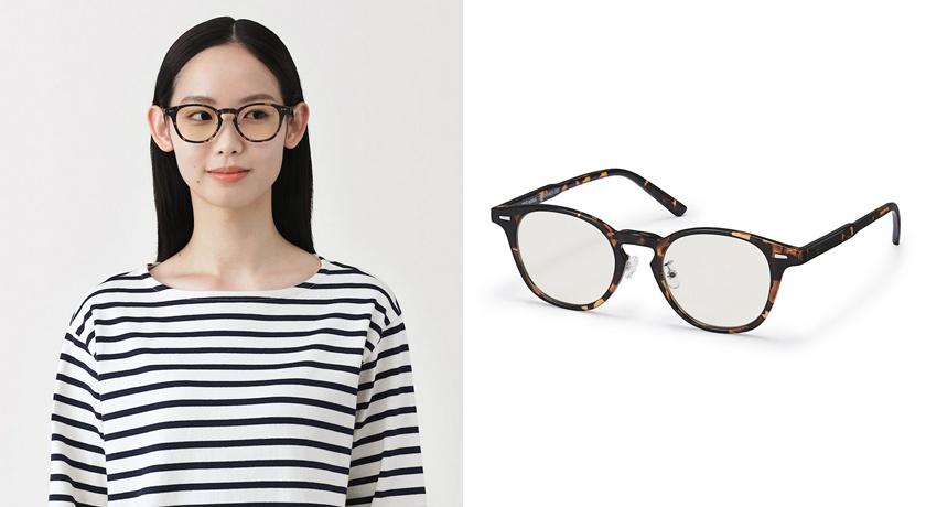 MUJI UV400濾藍光波士頓框太陽眼鏡，590元。