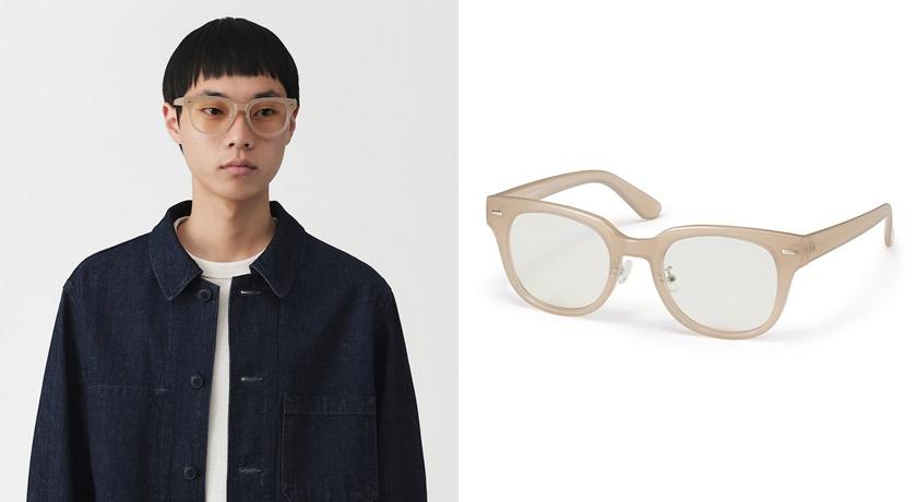 MUJI UV400濾藍光威靈頓框太陽眼鏡，590元。