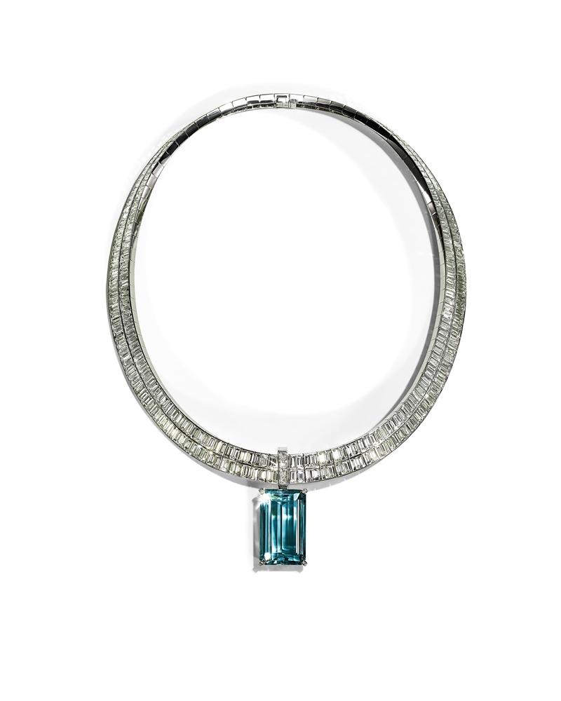 Tiffany 海水藍寶鉑金項鍊。（Tiffany & Co.提供）