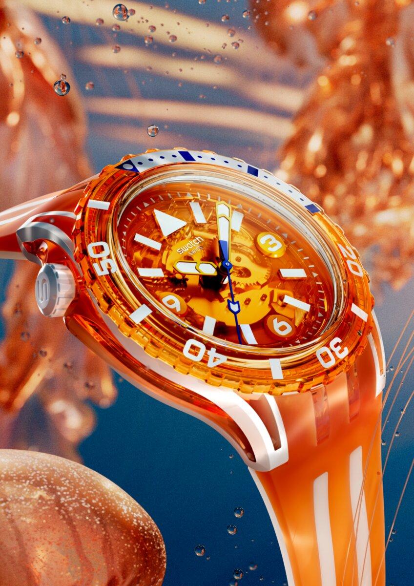  Swatch SCUBAQUA系列PACIFIC SEA NETTLE錶款，4,850元。