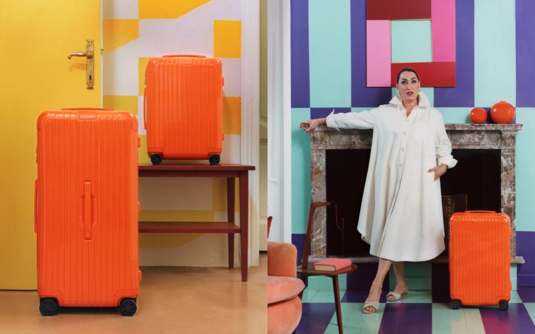RIMOWA Essential系列Orange亮橙色行李箱Cabin（NT$31,500）、Check-In M（NT$36,300）、Trunk Plus（NT$49,900） 。