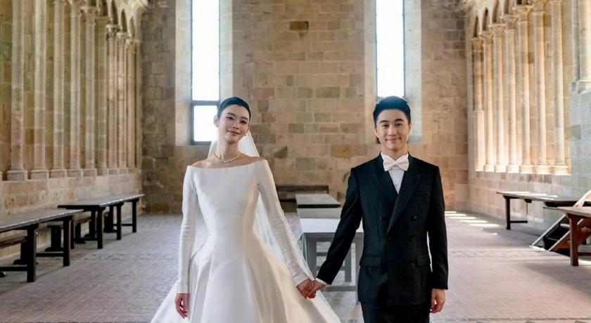 賭王之子何猷君補辦婚禮行頭超狂！奚夢瑤披Dior白紗、他戴百達翡麗入鏡