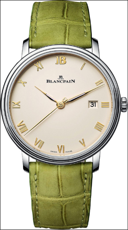 台北101限時專賣店獨賣款：BLANCPAIN Villeret Ultraplate系列超薄腕錶，336,000元。