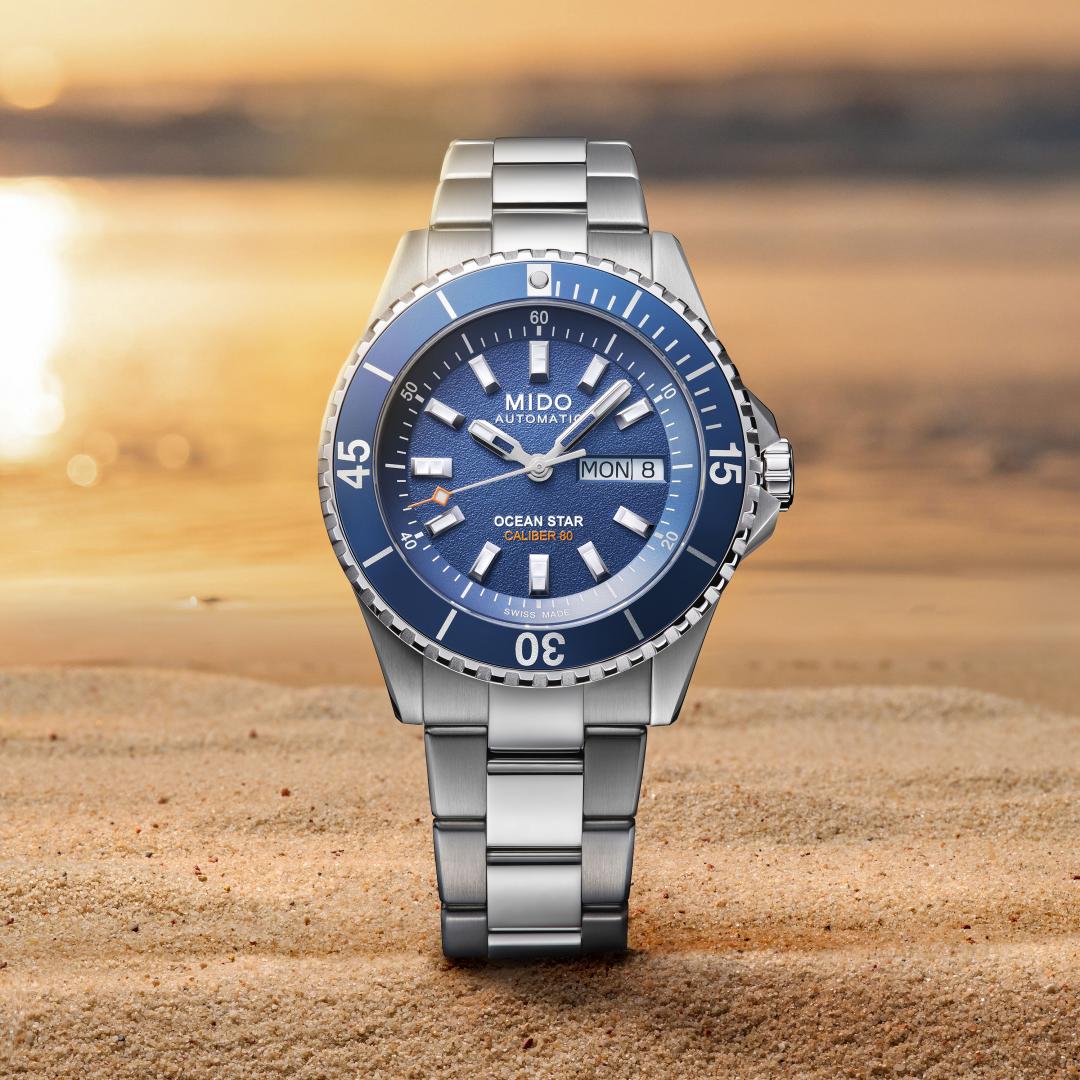 MIDO Ocean Star 200腕錶，41毫米不鏽鋼錶殼，28,900元。