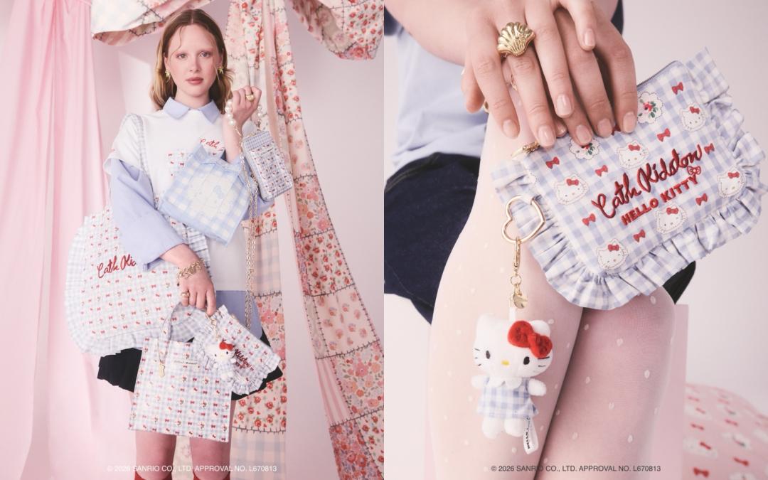結合玫瑰元素的藍色調Hello Kitty Provence主題印花。