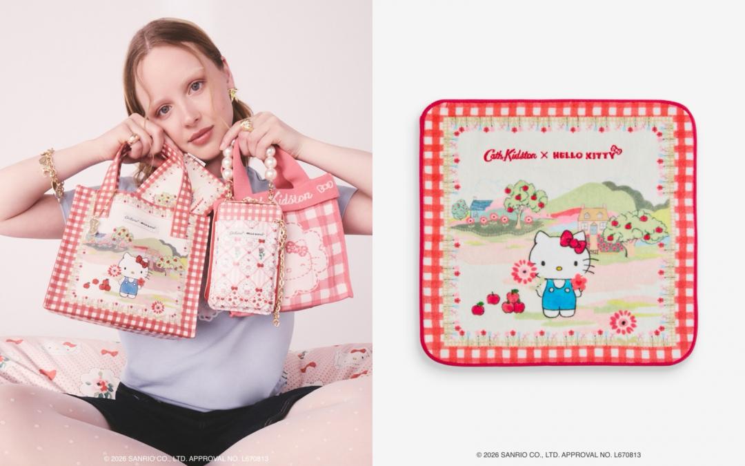 呈現童話繪本風格的Hello Kitty Scene主題印花。