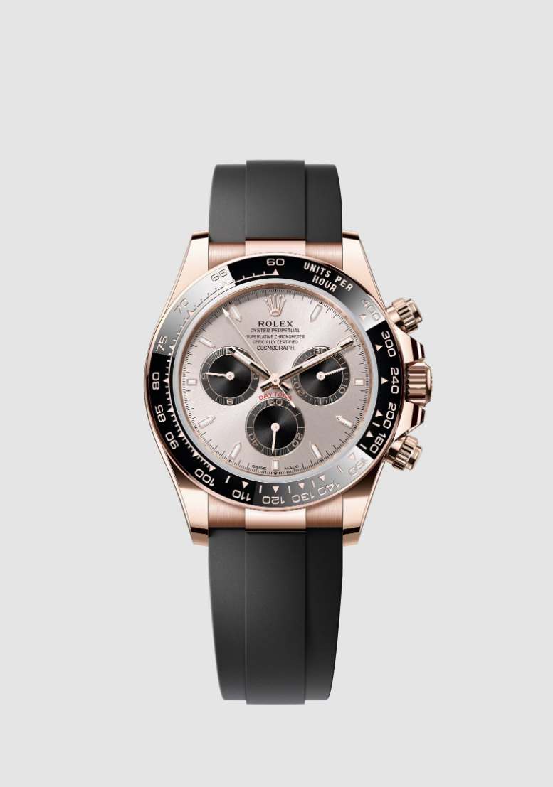 辛納佩戴勞力士Cosmograph Daytona 40毫米永恆玫瑰金腕錶，1,520,500元。(勞力士提供)