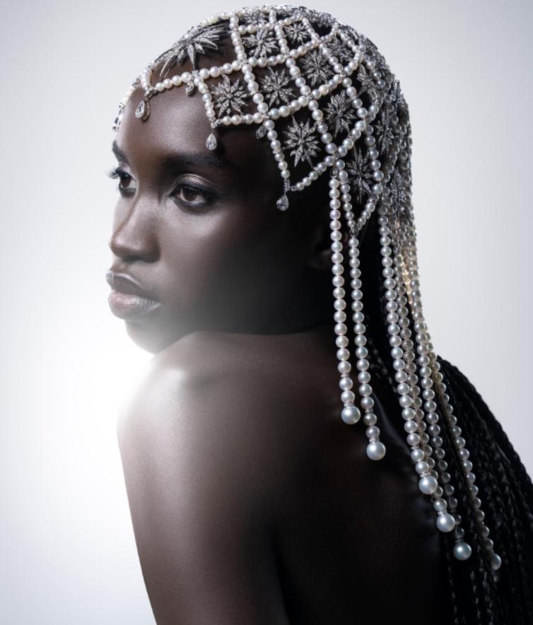 MIKIMOTO L'éclat Stellaire頭飾，Akoya珍珠、南洋白珍珠、鑽石交織成銀河。