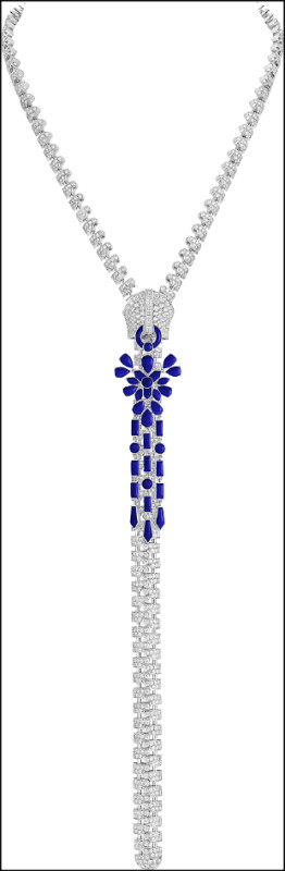 Van Cleef & Arpels Signature高級珠寶系列Zip Couture Flocons Précieux項鍊，拉鍊滑飾鑲嵌青金石雪花圖騰，細膩捕捉雪花靜謐且輕盈的姿態，20,200,000元。