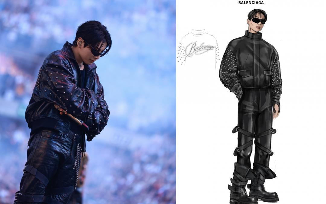 BALENCIAGA事前以手繪稿，先為柾國演出造型進行定調。