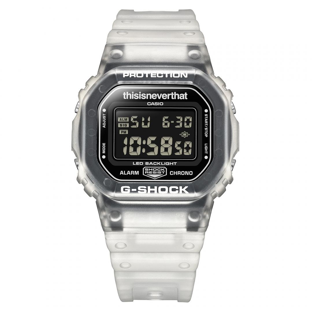G-SHOCK x thisisneverthat DW-5600TNT-7錶款，3,800元。(G-SHOCK提供，以下同)