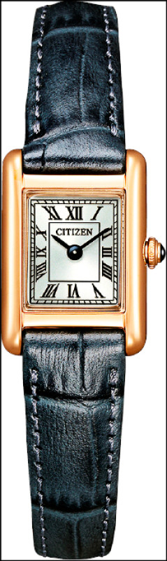 CITIZEN光動能方形女錶EG2799-18W錶款，9,900元。