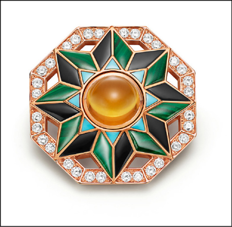 BVLGARI Eclettica系列Cosmati Kaleidoscope頂級玫瑰金彩寶與鑽石胸針。