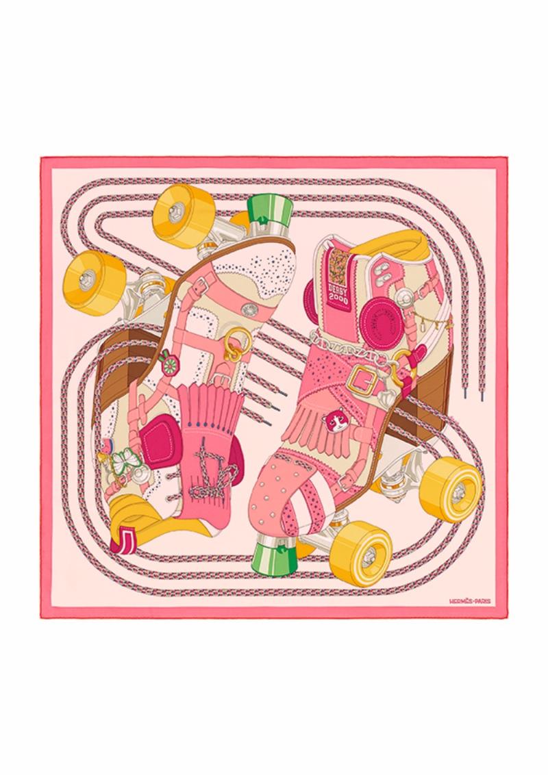 Derby 2000圖紋印花斜紋真絲方巾（90×90公分），22,500元。（Hermès提供）