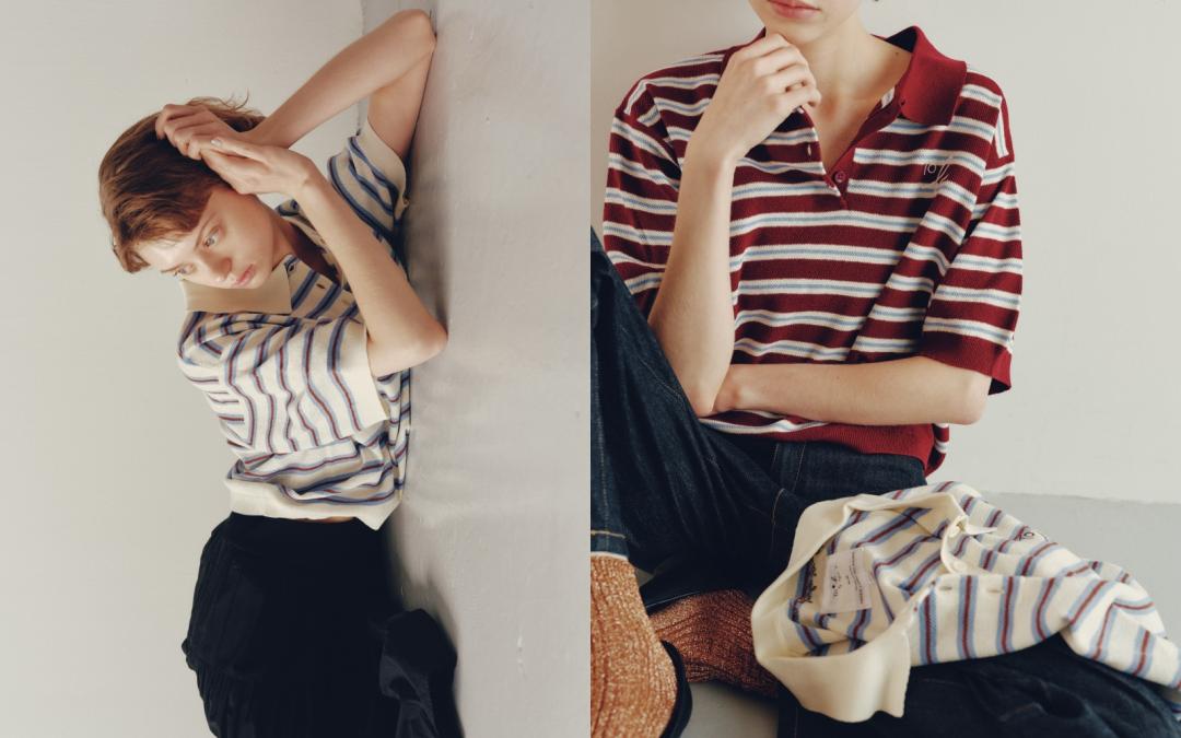 To b. by agnes b.Ｘgreen label relaxing Logo刺繡棉質針織Polo衫，售價NT$4,280元。