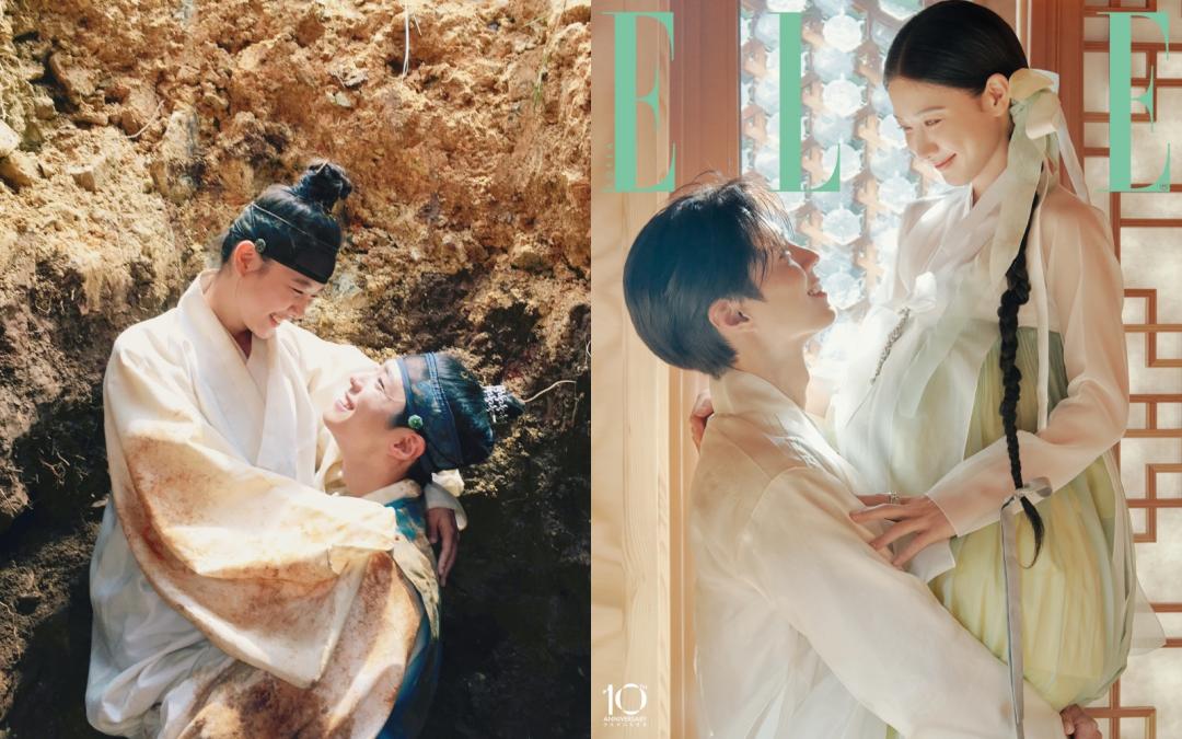 （左）《雲畫的月光》的經典名場面，此次樸寶劍、金裕貞復刻演繹（右），讓粉絲暴動，嗨喊「根本十週年紀念婚紗照！」