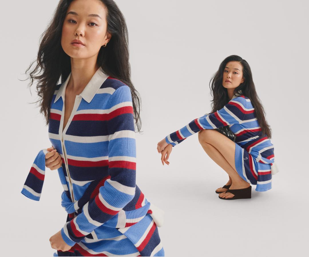 甚至還有女人味滿點的優雅針織套裝。