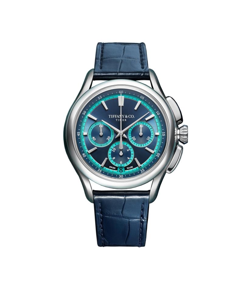 Tiffany Timer鈦金屬與鉑金計時腕錶，全球限量100枚。（Tiffany & Co.提供）