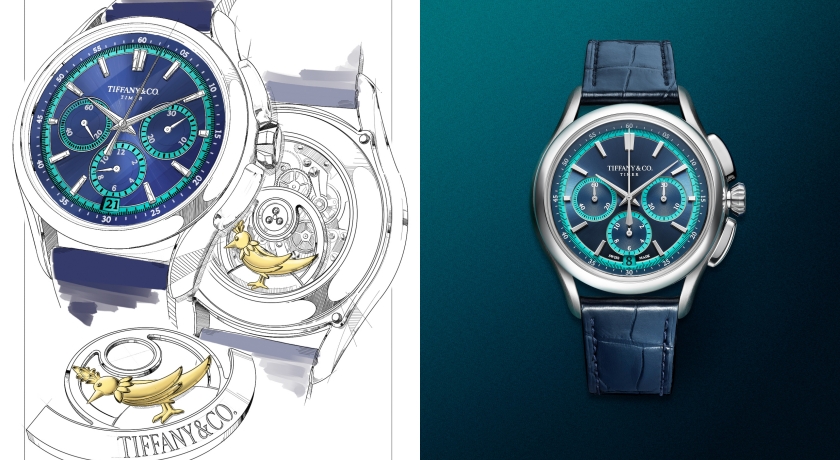 翻到背面才是可愛驚喜！Tiffany Timer把18K金「石上鳥」藏進腕錶自動盤