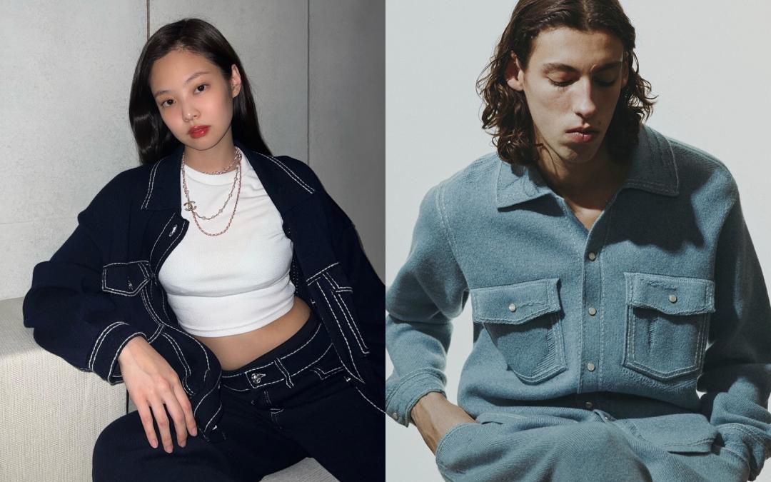 Jennie搶先穿著BARRIE本季秋冬的丹寧羊絨系列，展現慵懶率性魅力。