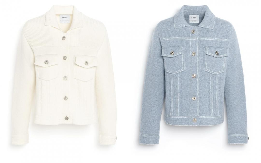 BARRIE修身羊絨外套（NT$104,500）、REGULAR JACKET DENIM丹寧系列經典羊絨外套（NT$86,800）。