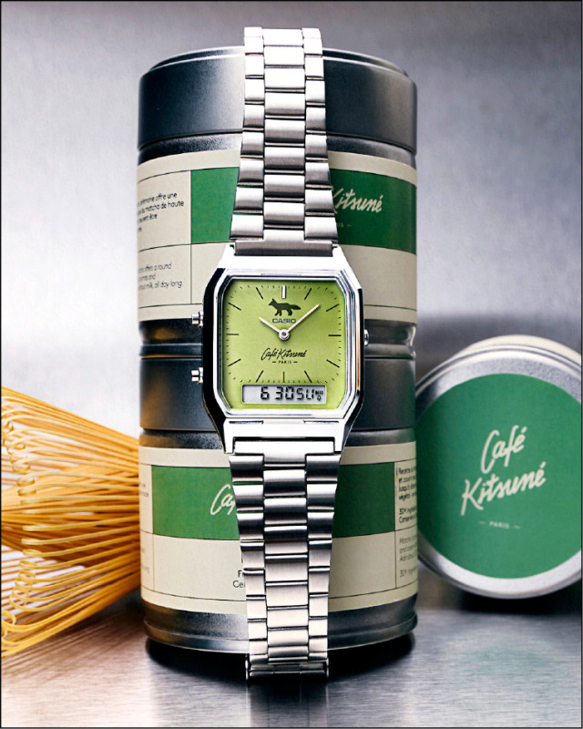 CASIO VINTAGE×Café Kitsuné聯名腕錶AQ-230ECK，3,600元。Café Kitsuné再度攜手CASIO推出第二波聯名腕錶，限量30支。