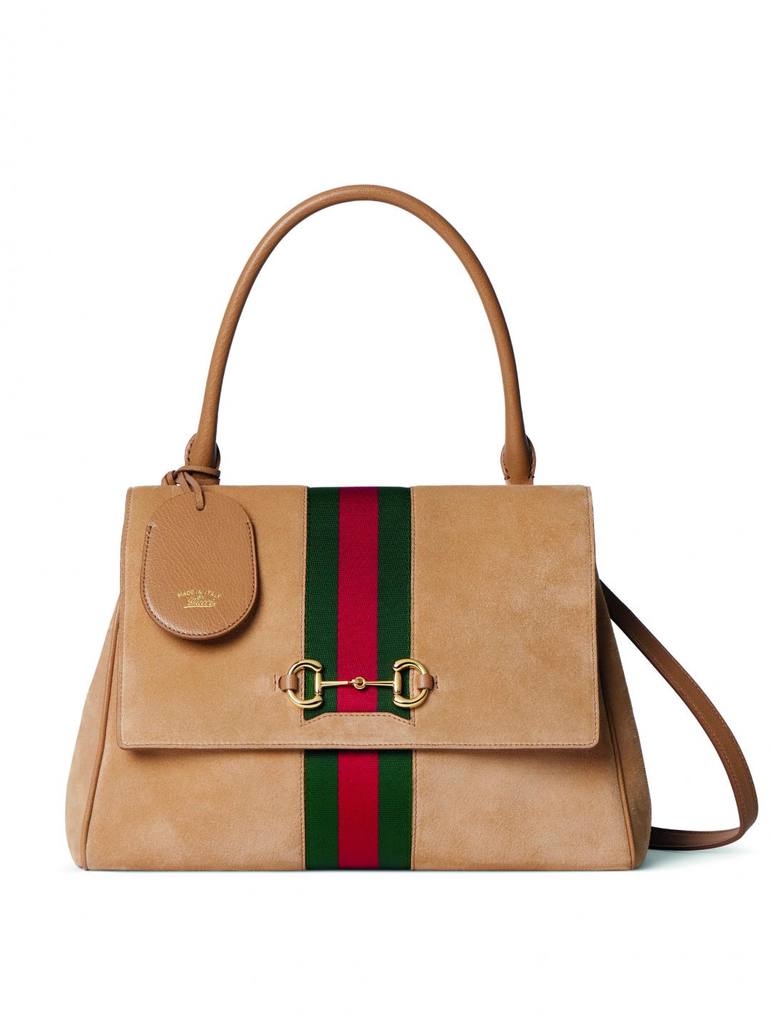 GUCCI中型Paparazzo麂皮手提肩背包 ，118,200元。