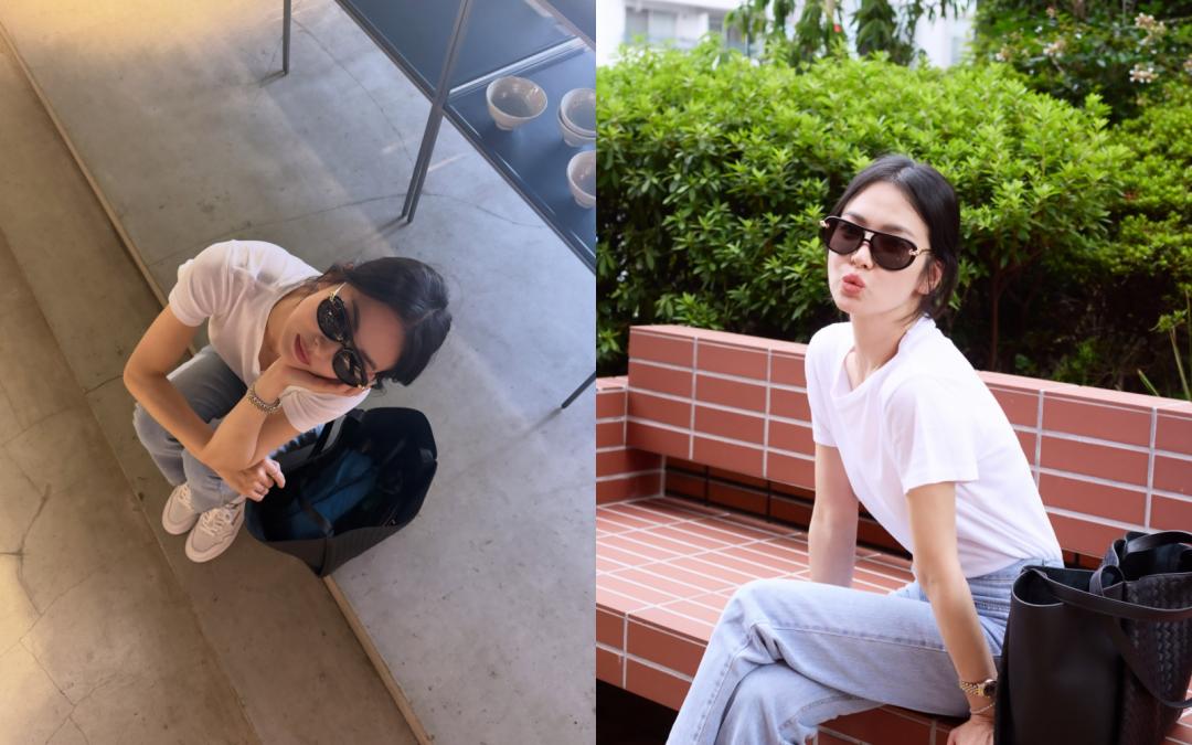 宋慧喬的私服穿搭早已悄悄洩密，近日開始揹著BV招牌編織托特袋趴趴走。